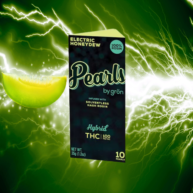 Photograph of product: GUMMIES | ELECTRIC HONEYDEW PEARLS | au chocolat ROSIN