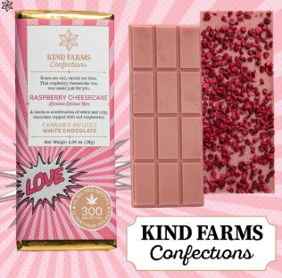 Photograph of product: KFR | Raspberry Cheesecake White Chocolate Bar | 200mg TH-oui