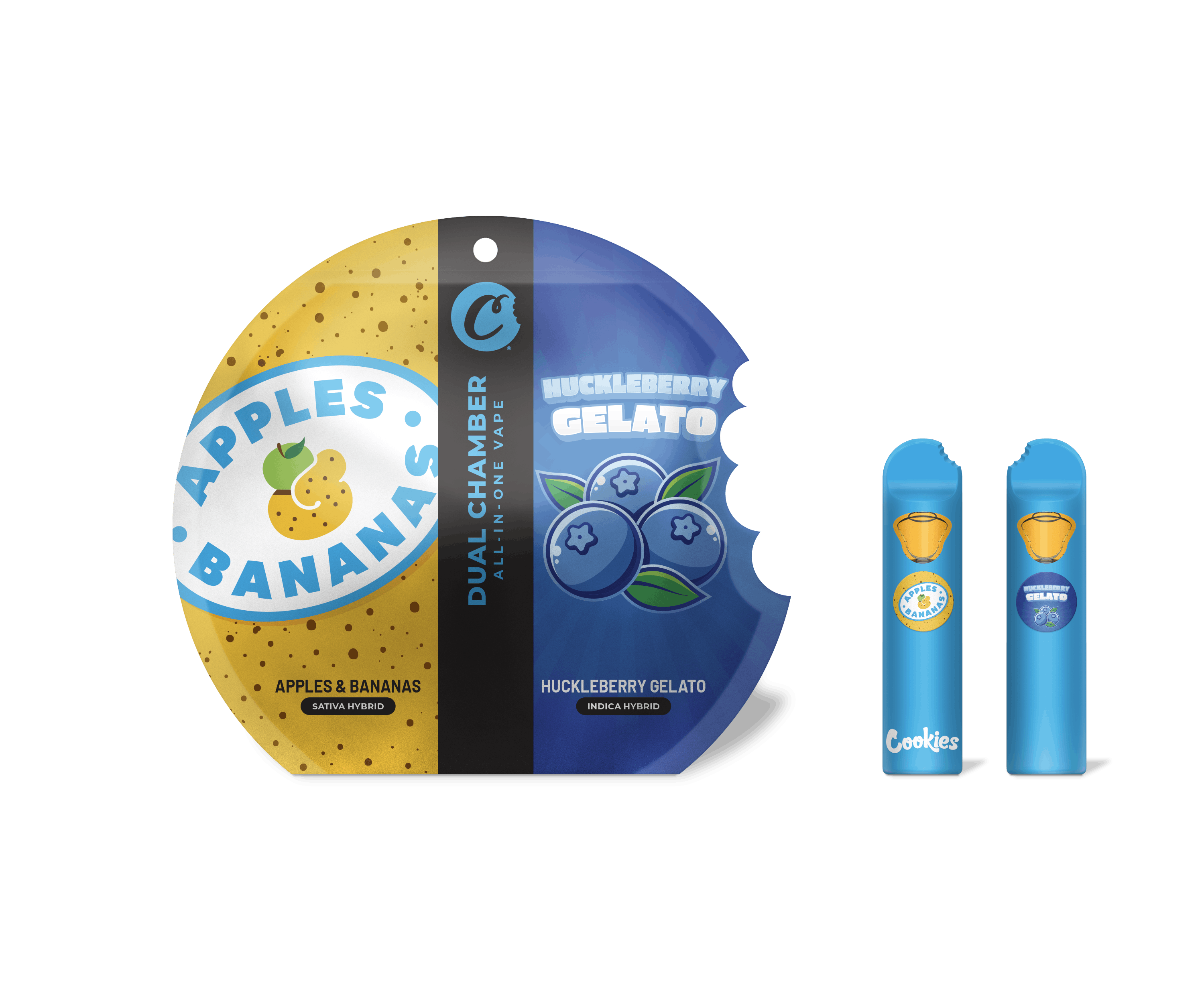 Photograph of product: Cookies - Apples & Bananas x Huckleberry Gelato Dual Chamber Disposable Vape - 1g