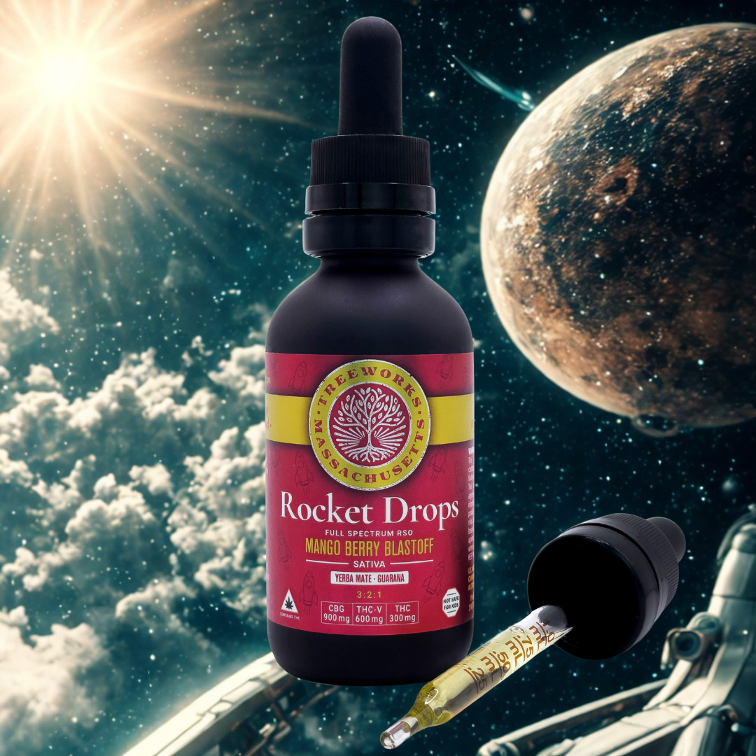 Photograph of product: Rocket Drops | 3:2:1 CBG : TH-ouiV : TH-oui | RSO | 2oz