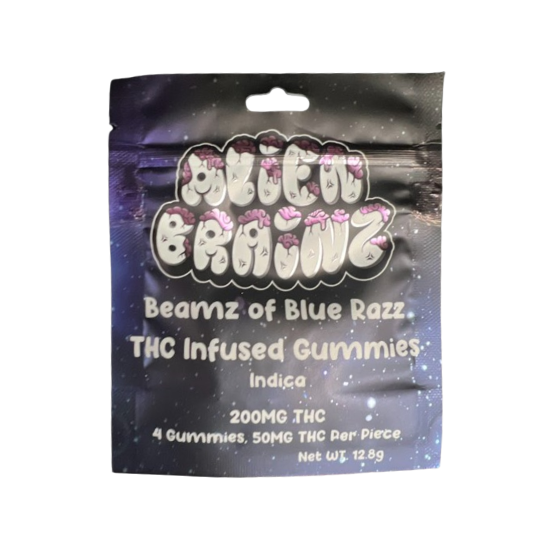 Photograph of product: Alien Brainz - Gummies - Beamz of Blue Razz - 200mg