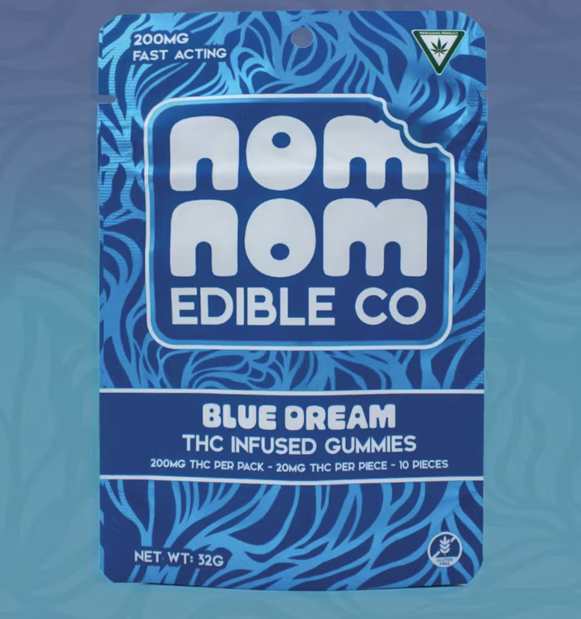 Photograph of product: Nom Nom: Blue Dream Live Resin Gummies 200MG
