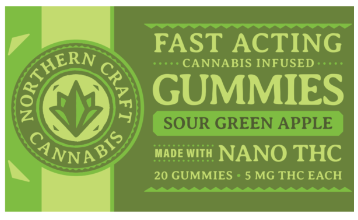 Photograph of product: Northern Craft Oui'd | Sour Green Apple | Fast Acting | Gummies | 100MG (5MG ea)