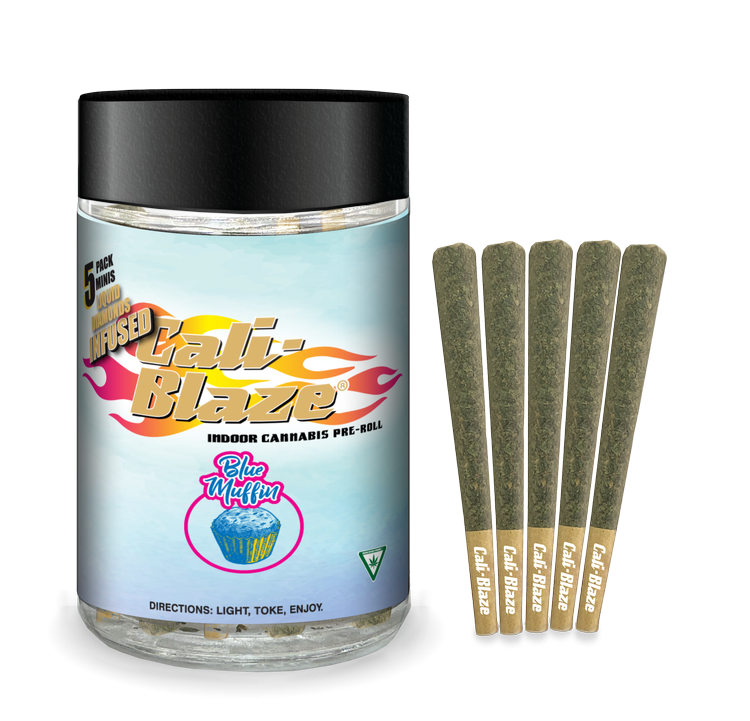 Photograph of product: Cali-Blaze - 5-Pack Infused Prerolls - Blue Muffin