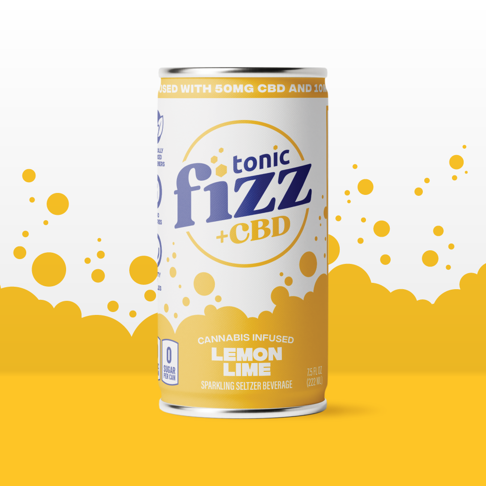 Photograph of product: Lemon Lime | 10mg TH-oui: 50mg CBD | 7.5oz Beverage | Tonic Fizz Shorties
