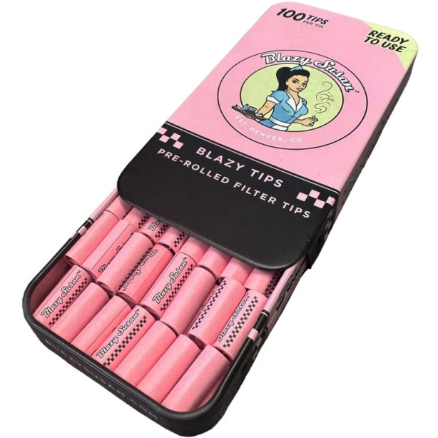 Photograph of product: Blazy Susan Filter Tips in 100ct Tin