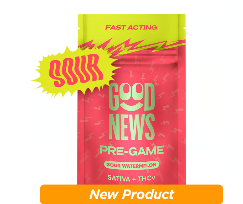 Photograph of product: Good News | Pre-Game: Sour Watermelon TH-ouiV 1:2 10pk |  Edibles | 100mg