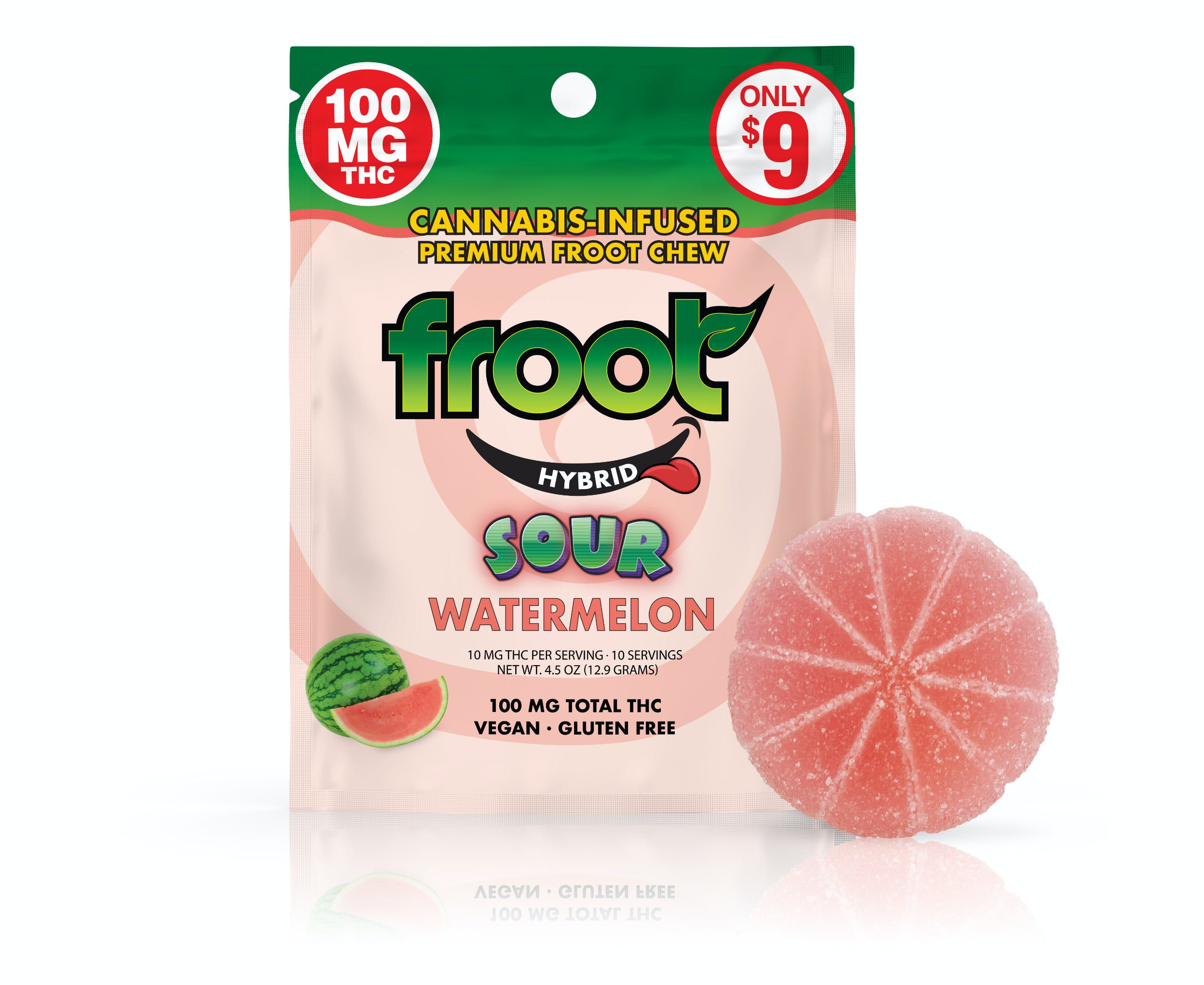 Photograph of product: Froot - Sour Watermelon - Gummy - 100mg
