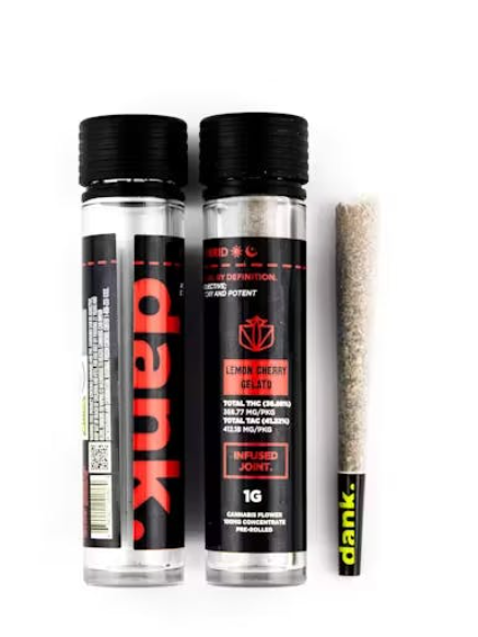 Photograph of product: Dank | Lemon Cherry Gelato | Infused Pre-Roll | 1g