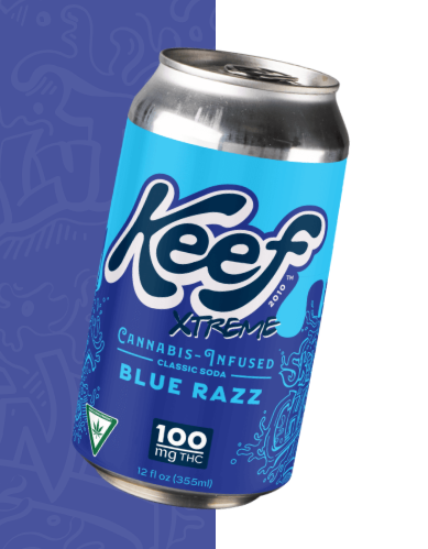 Photograph of product: Keef Xtreme Soda 100mg Blue Razz