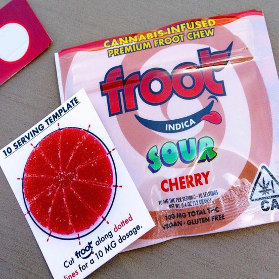 Photograph of product: Sour Cherry Gummy - 100mg Single Cut-to-dose - 
