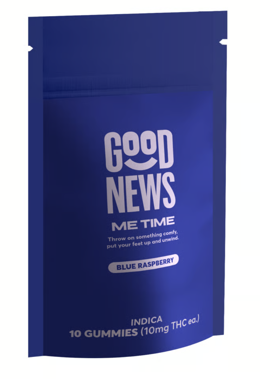 Photograph of product: Good News 100mg Gummies - Me Time Blue Raspberry 10 x 10mg