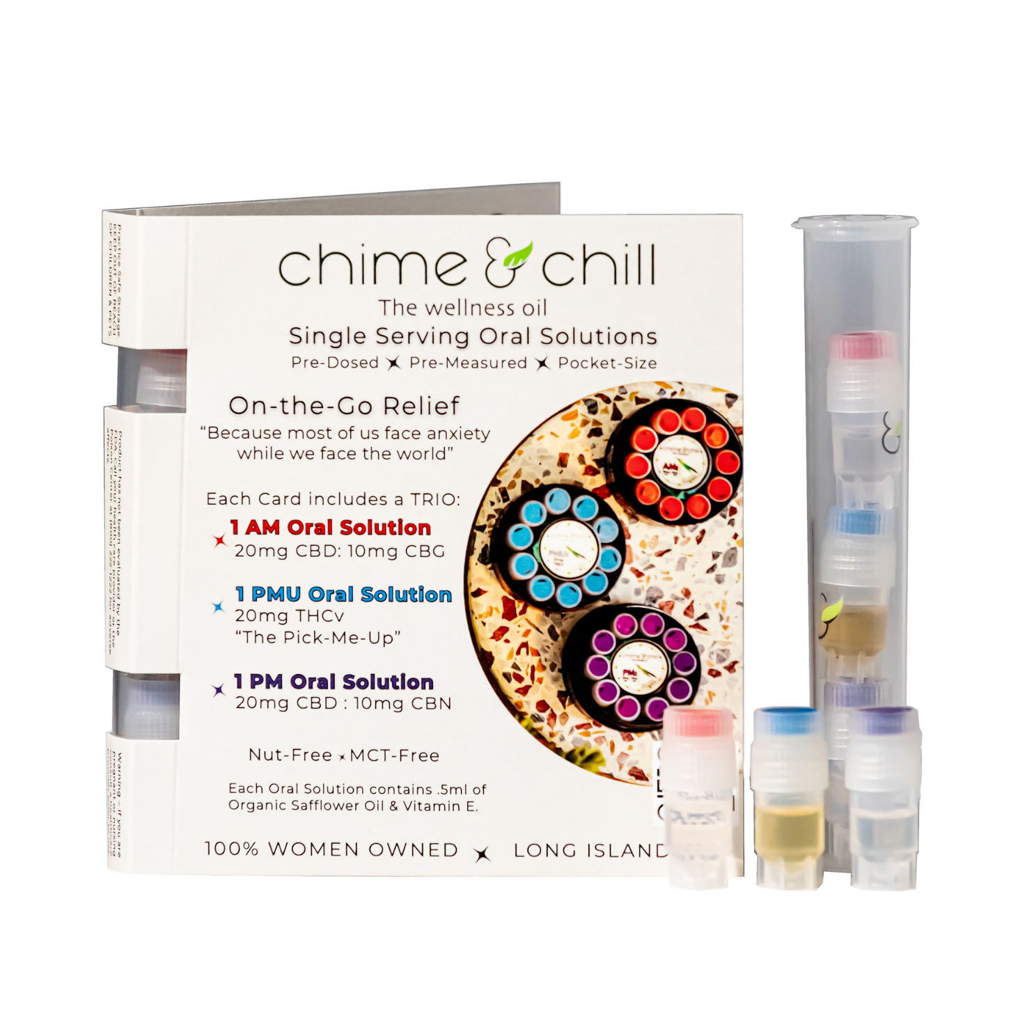 Photograph of product: Chime & Chill The Wellness Oil TRIO ChimeCard