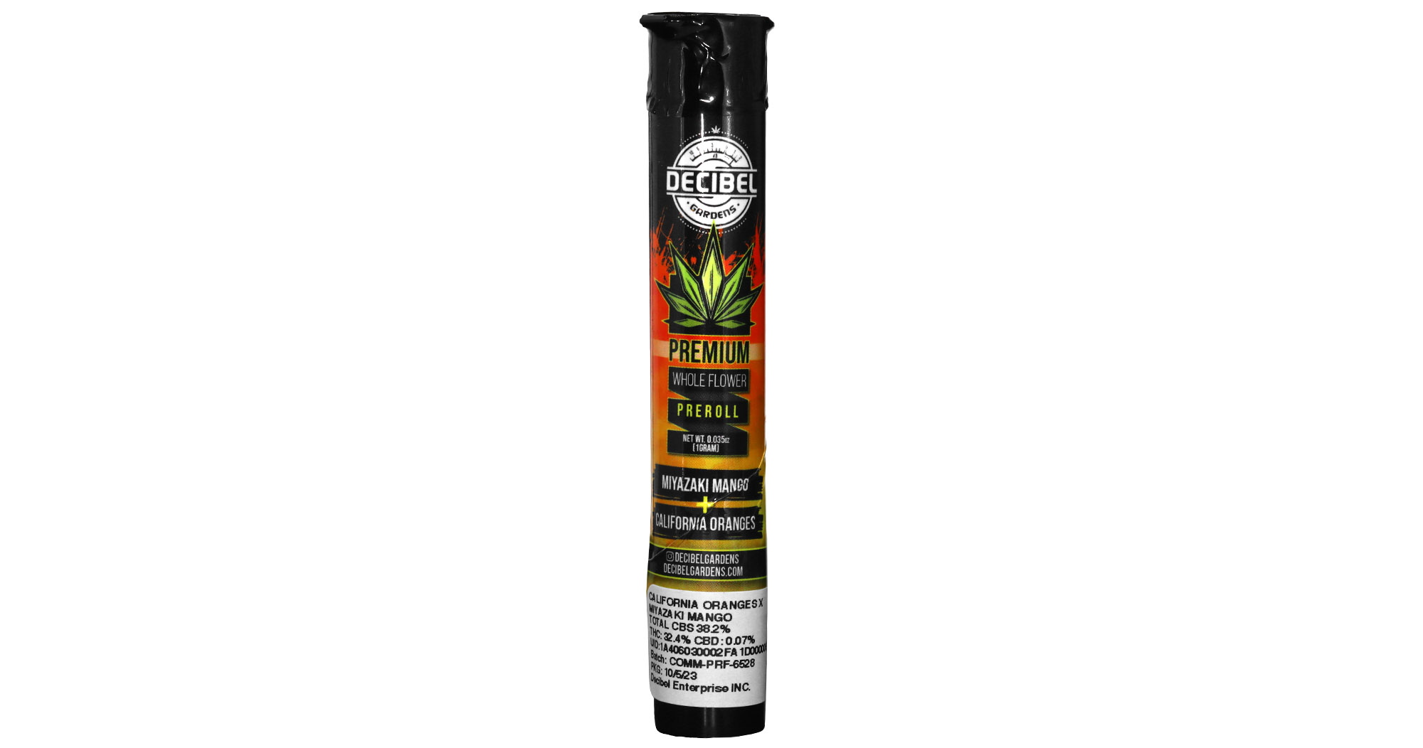 Photograph of product: Decibel Gardens Preroll Miyazaki Mango .75G