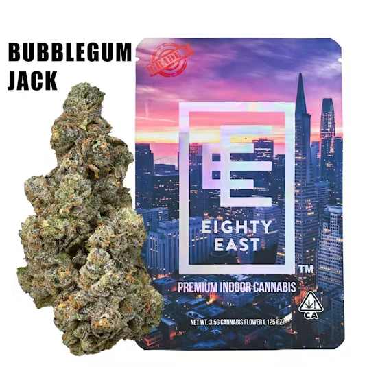 Photograph of product: Eighty East | Bubblegum Jack | Premium Indoor Flower | 1/8oz - 3.5g