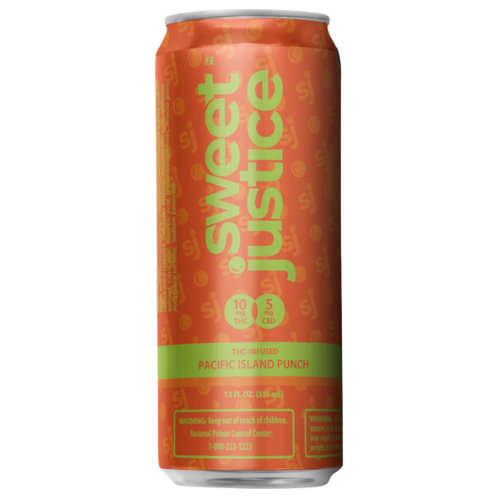 Photograph of product: Sweet Justice Pacific Island Punch Infused Drink 10mg TH-oui : 5mg CBD