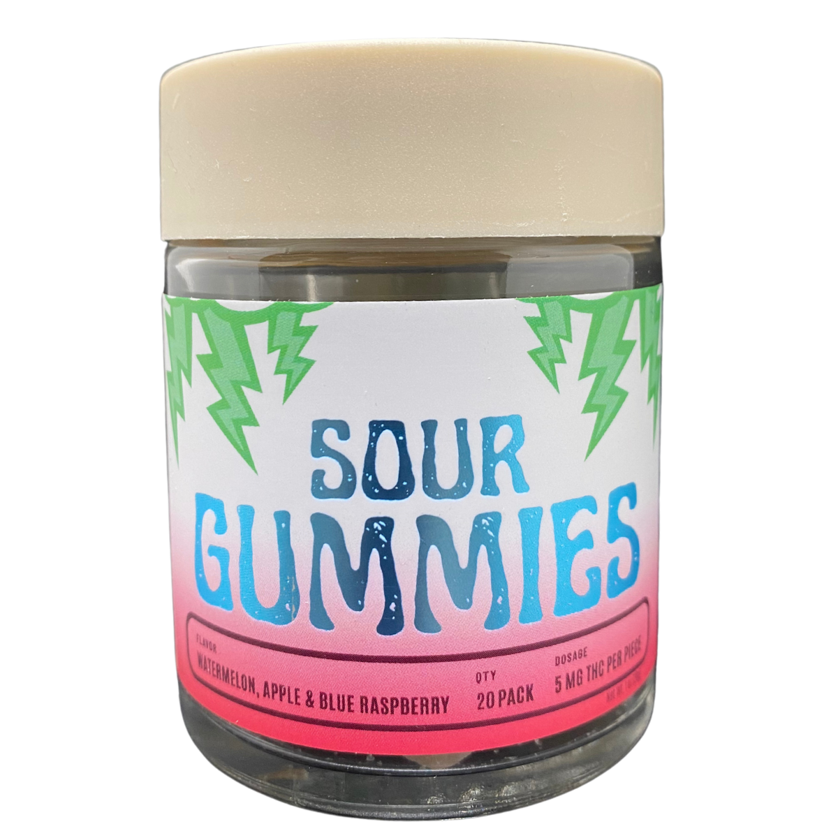Photograph of Product: Highly Rooted - 5mg Sour Gummies - watermelon, apple, and blue raspberry mix