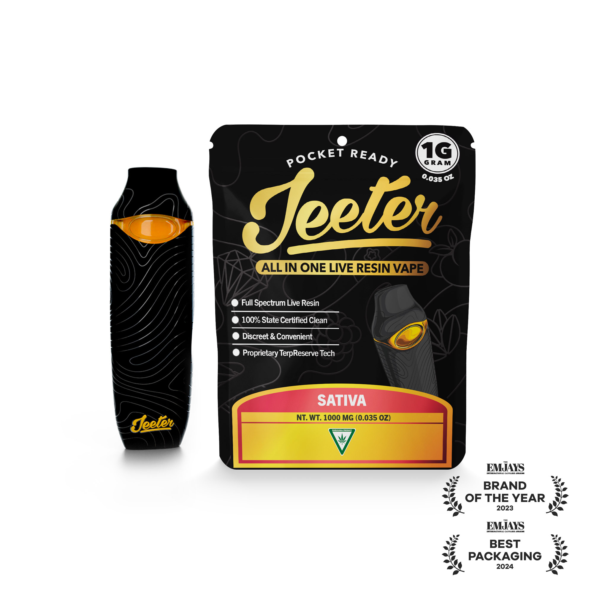 Photograph of product: Jeeter - Live Resin Disposable 1g - Amnesia Haze - Sativa