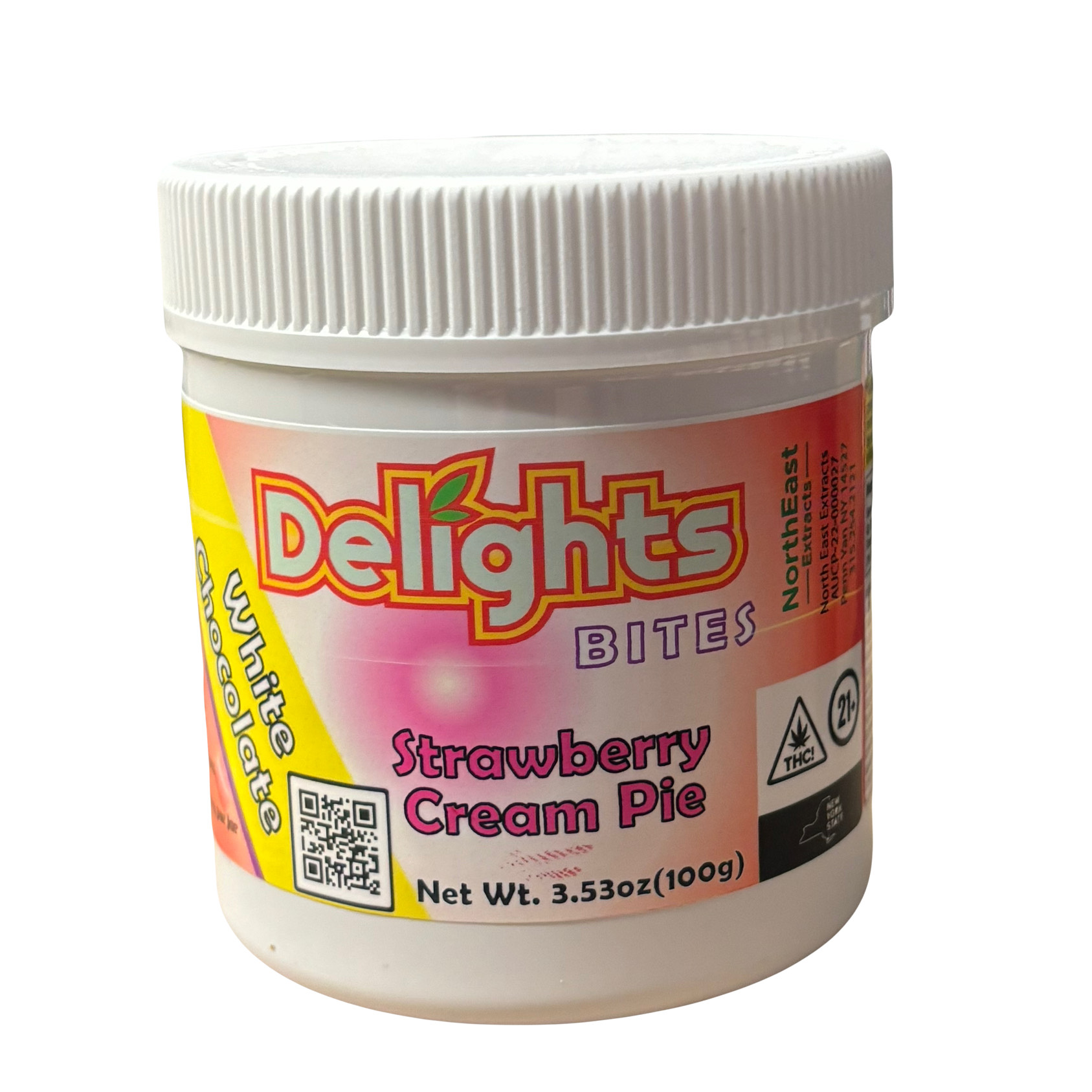 Photograph of product: Delight Bites - Strawberry Cream Pie - Chocolate - 100 mg