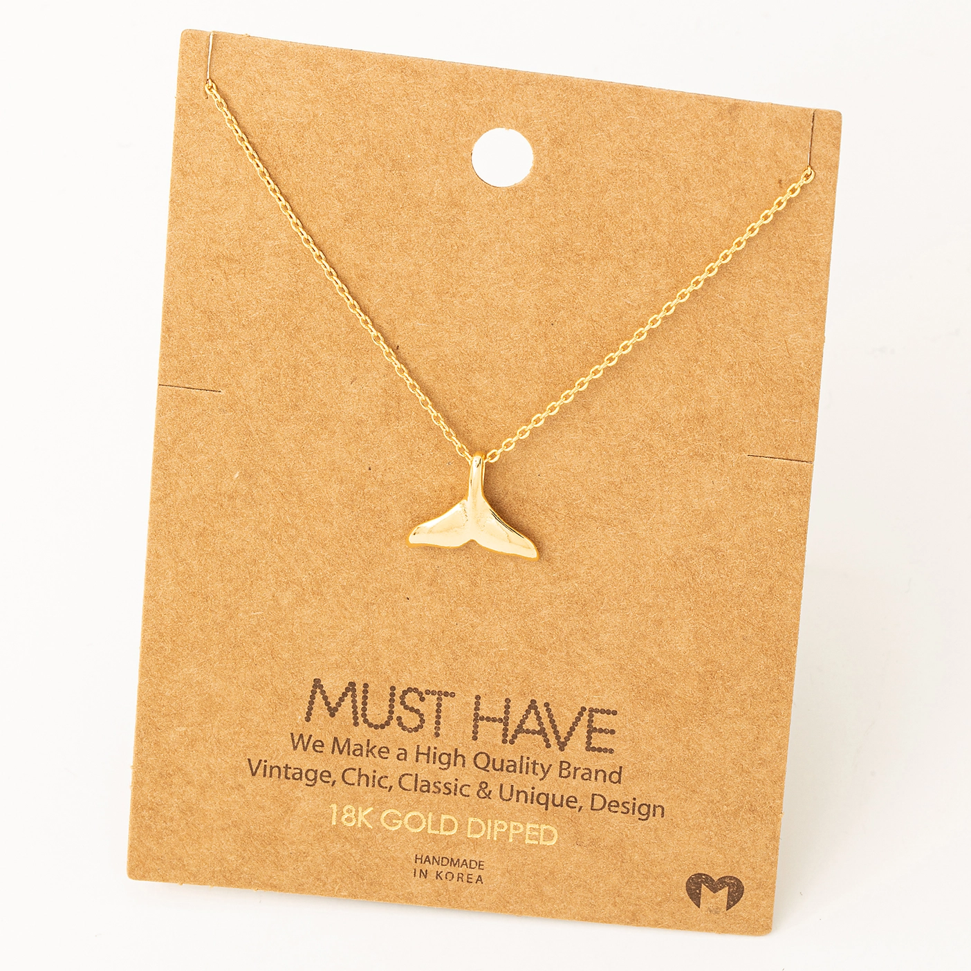 Photograph of product: Gold Dipped Fish Tail Pendant Necklace - Gold