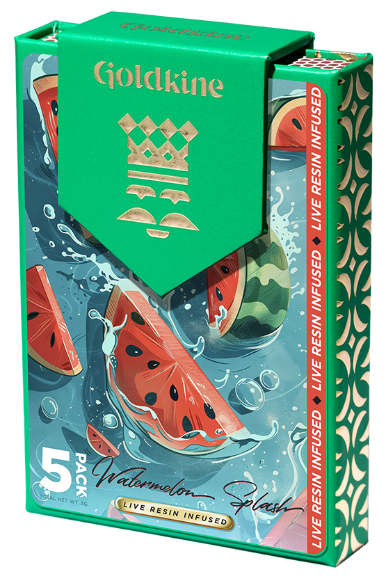 Photograph of product: Infused Pre Roll - 5 Pack - Goldkine - Watermelon Splash - 40.7% TH-oui - (Hybrid)