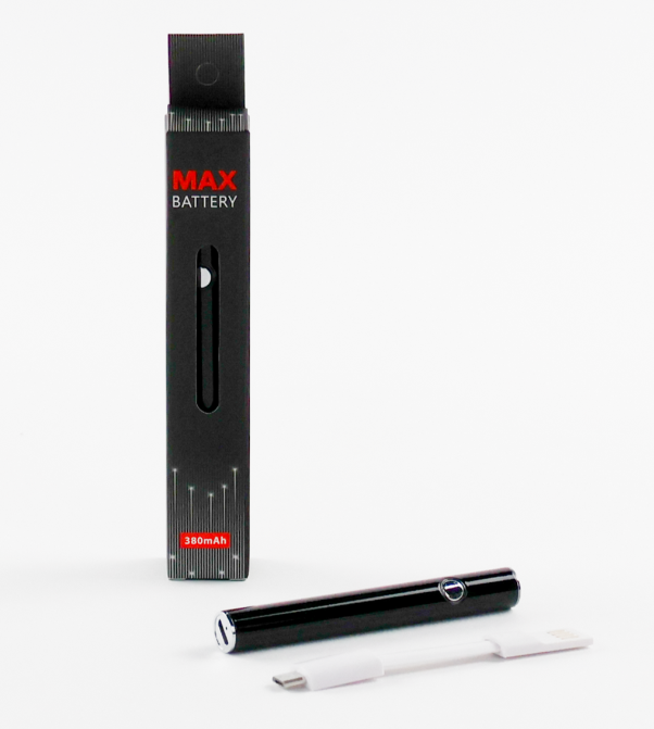 Photograph of product: LuvBuds | 380mAh Preheat Variable Voltage Vape Battery and USB Charger