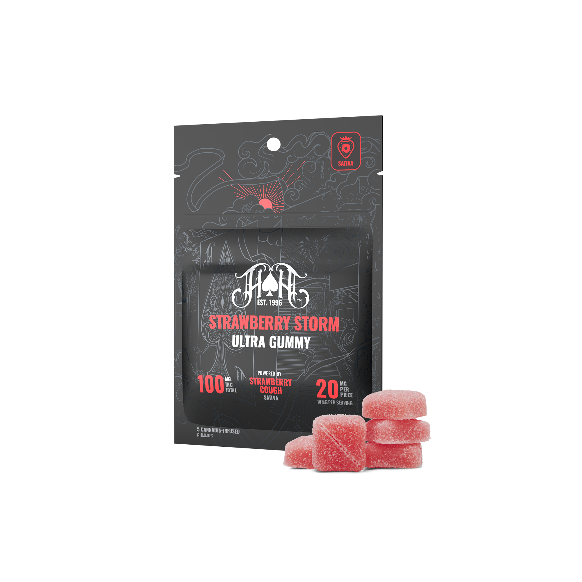 Photograph of product: Heavy Hitters Strawberry Storm | TH-oui Ultra Gummies | 5pk