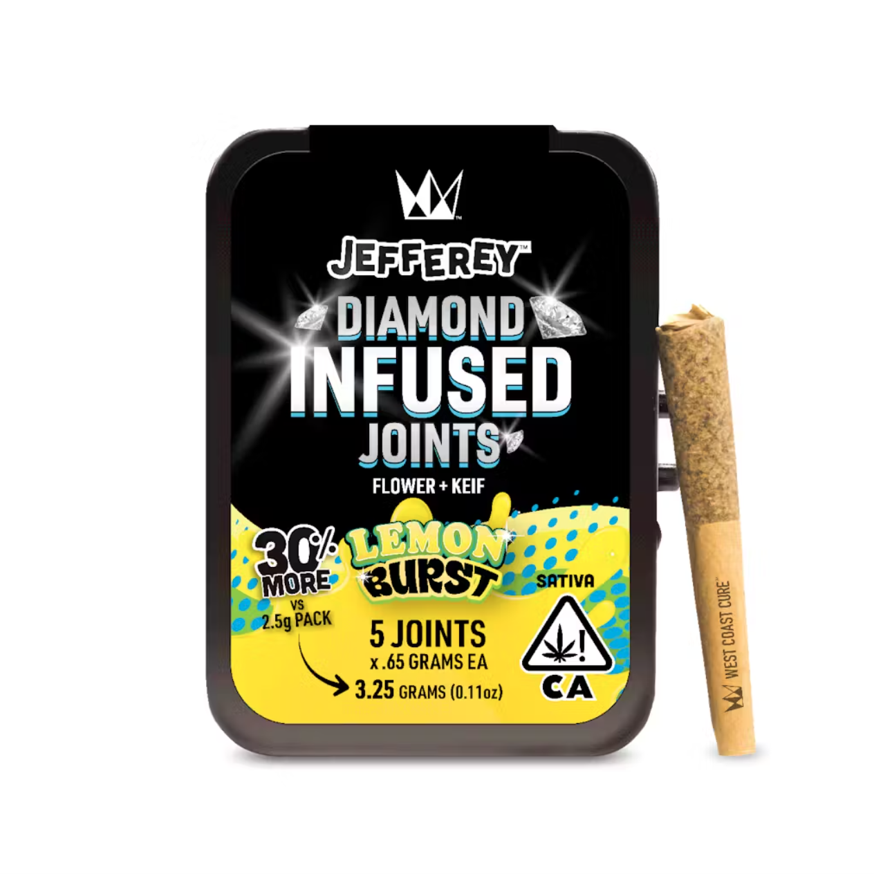 Photograph of product: LEMON BURST 3.25G 5 PACK INFUSED JEFFERY PREROLLS
