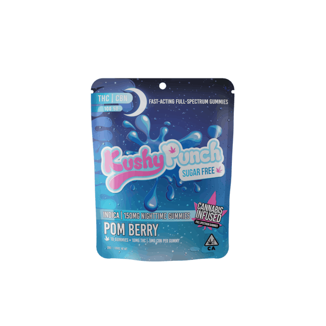 Photograph of product: Kushy Punch Sugar Free Gummies | 10mg TH-oui :5mg CBN Pom Berry Gummy - Oui'd - 