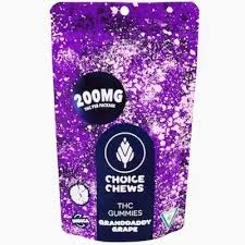 Photograph of product: CHOICE CHEWS | GRANDDADDY GRAPE - GUMMIES | 200MG | Oui'd