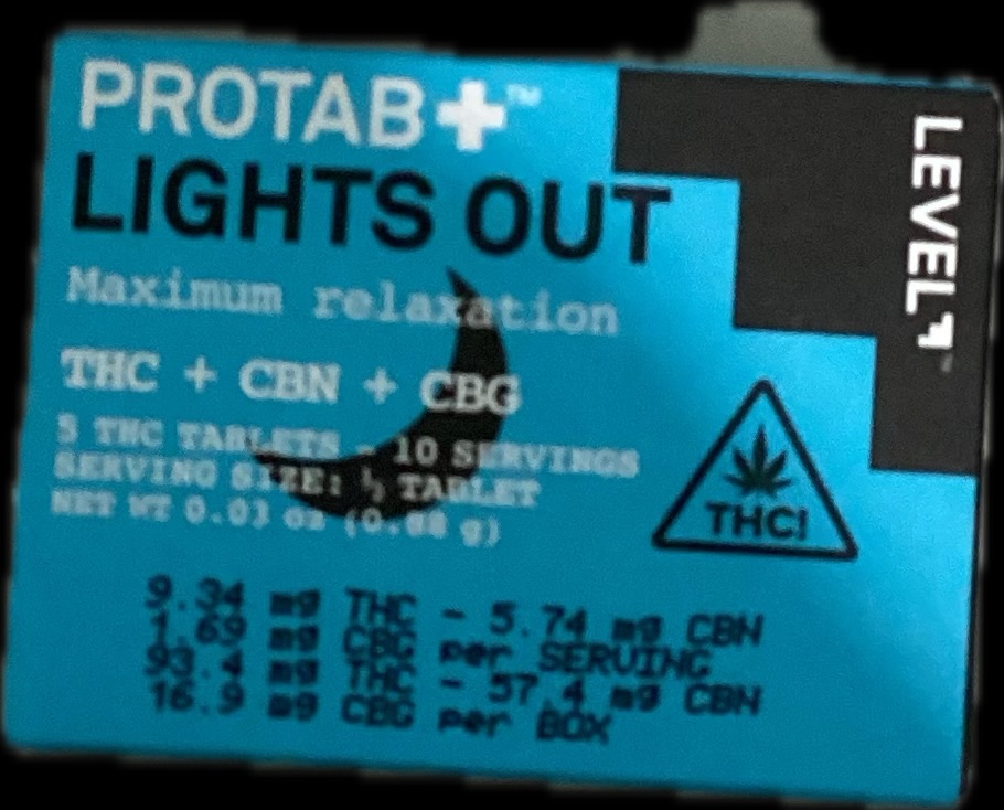 Photograph of product: LEVEL | Tablet | Lights Out | 93mg