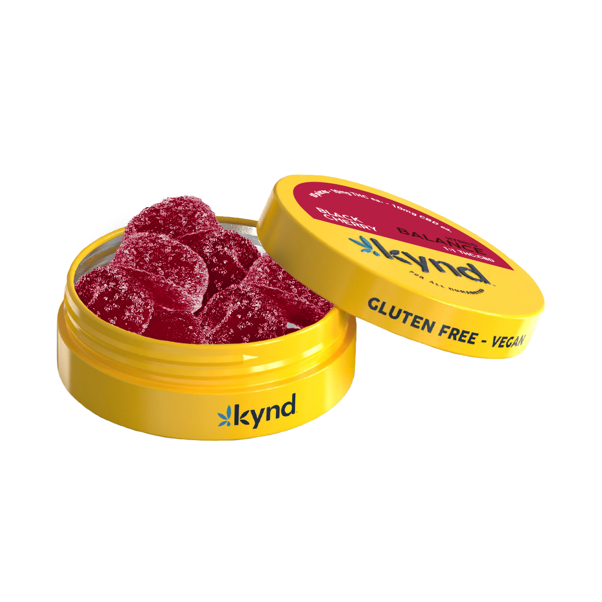 Photograph of product: 100mg - 10pk - Edibles - Balance Black Cherry 1:1 TH-oui:CBD - Kynd - REC