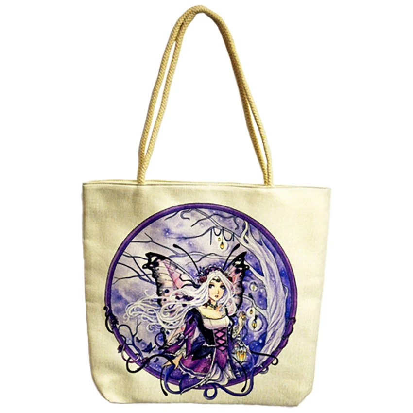 Photograph of product: Fanciful Fairy Jute Rope-Handled Tote Bag - 17x15