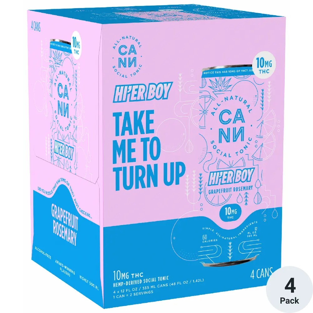 Photograph of product: CANN | Hi'er Boys | Grapefruit Rosemary | 4pk | 40mg