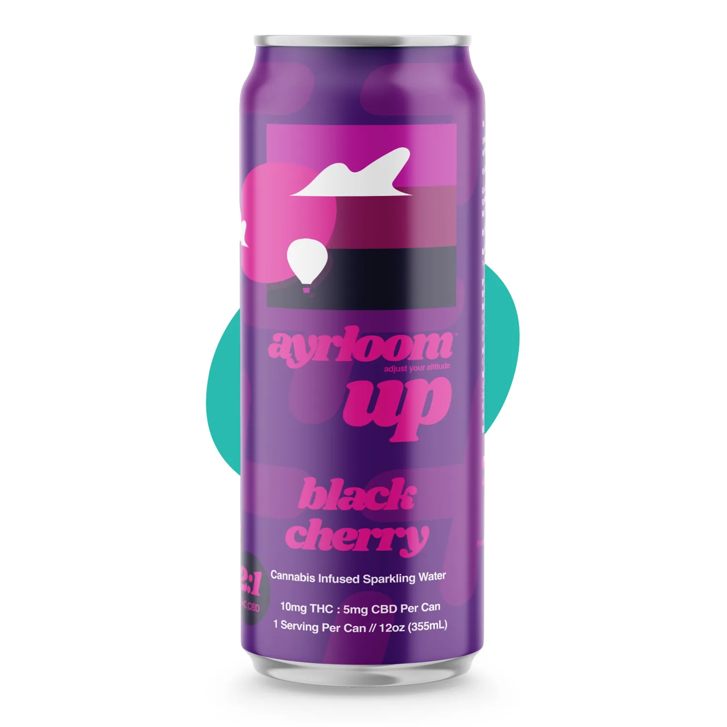 Photograph of product: Ayrloom UP Black Cherry 2:1 (TH-oui:CBD) Fast Acting Beverage 10mg Single