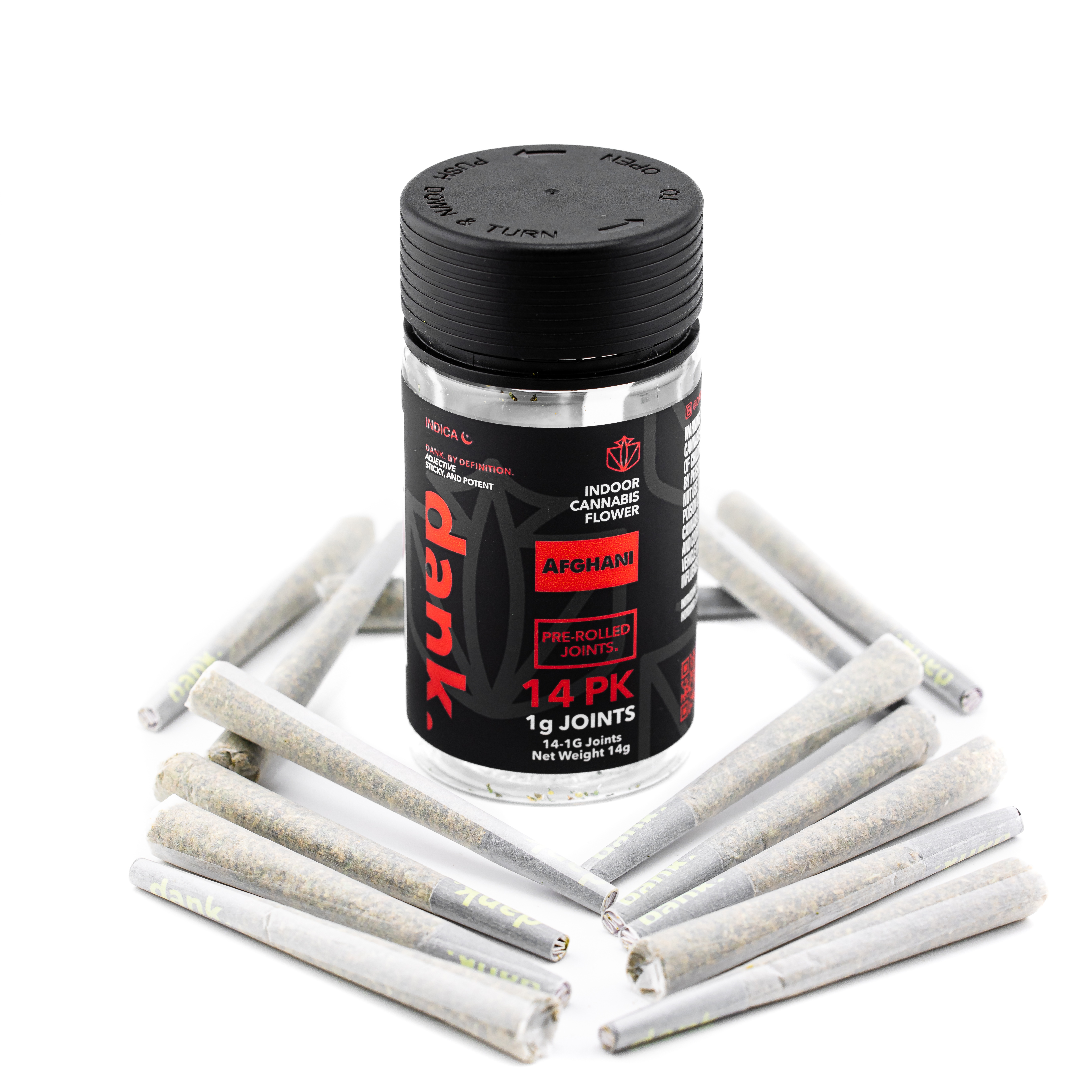 Photograph of product: Dank | Afghani 14pk Prerolls - 14g