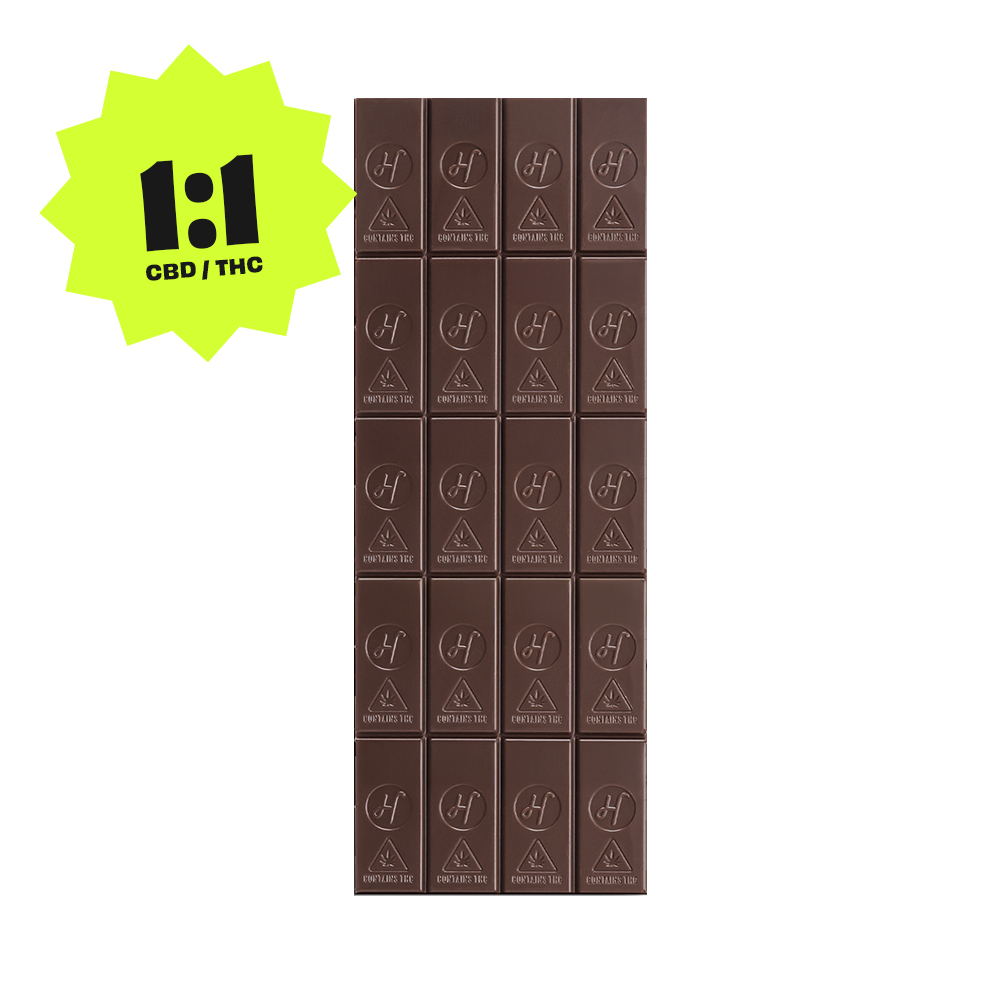 Photograph of product: 200mg 1:1 Dark Chocolate Bar