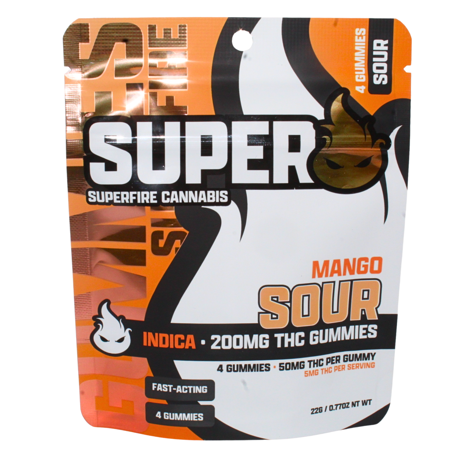 Photograph of product: SUPERFIRE SOUR MANGO 200mg GUMMIES REC