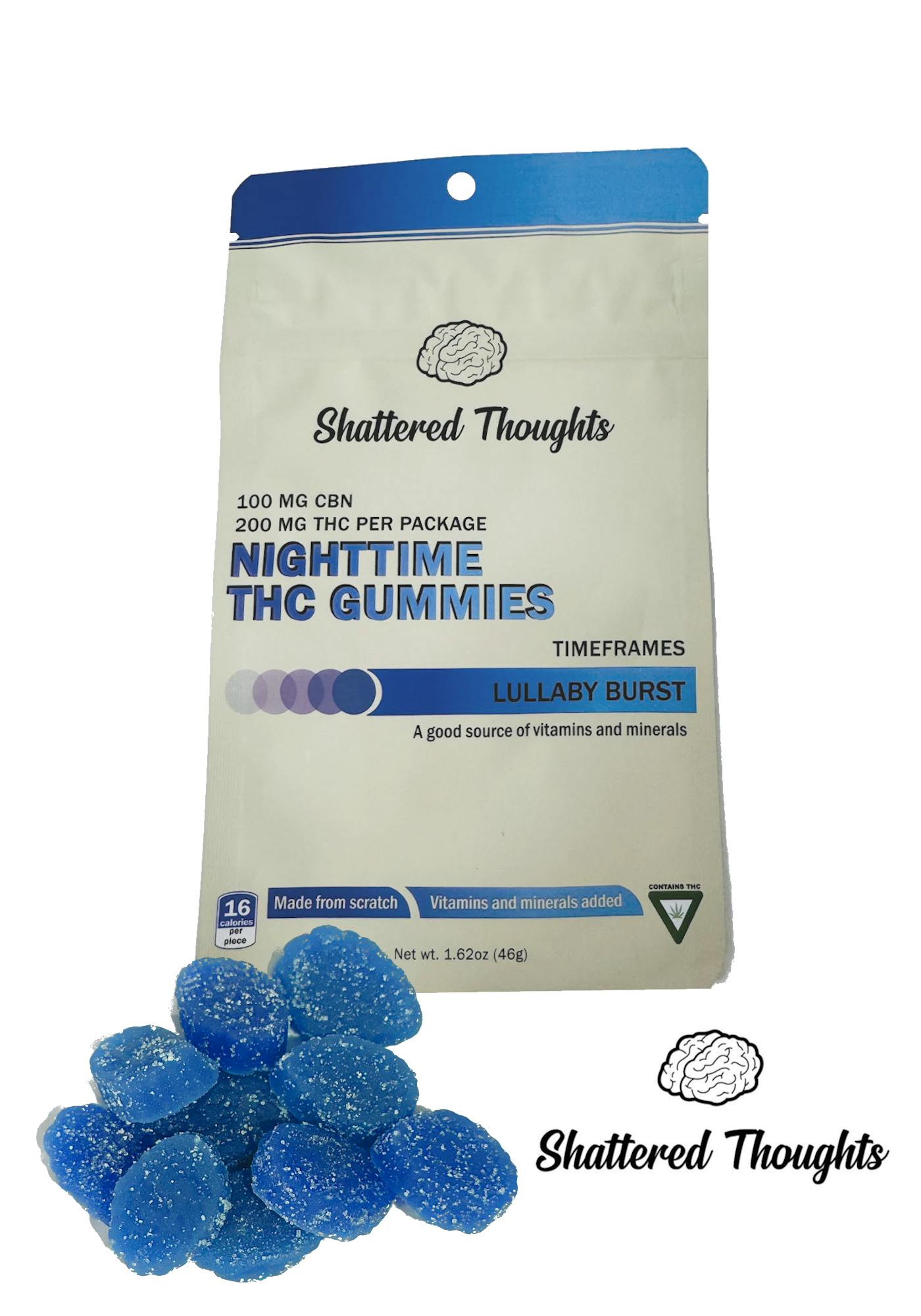 Photograph of product: 200mg TH-oui + 100mg CBN | Lullaby Burst | Nighttime Gummies