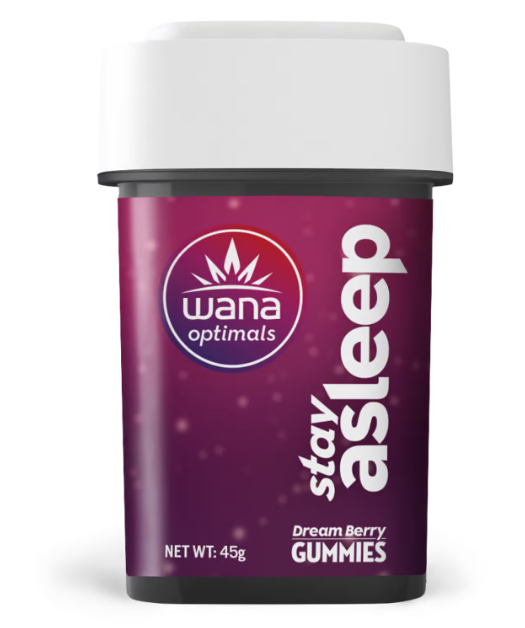Photograph of product: Vegan Gummies | Wana Optimals | Stay Asleep - Dream Berry [4:2:1:1 CBD/TH-oui/CBG/CBN] [10pk]