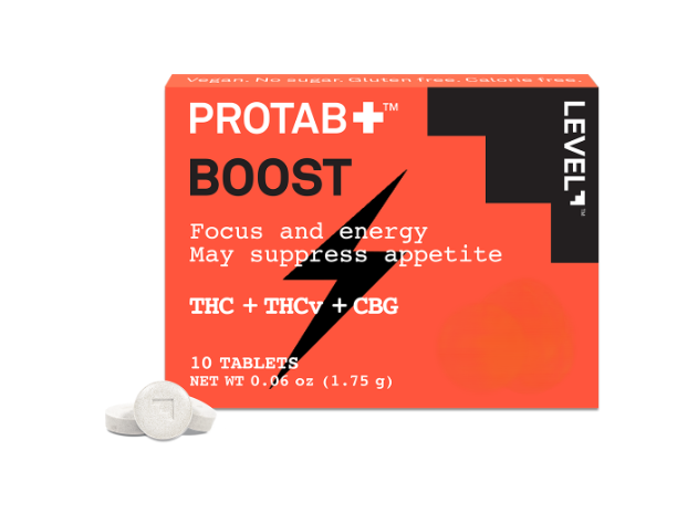 Photograph of product: LEVEL - PROTAB Boost TH-oui+TH-ouiv+CBG Tablets 5pk - 100mg