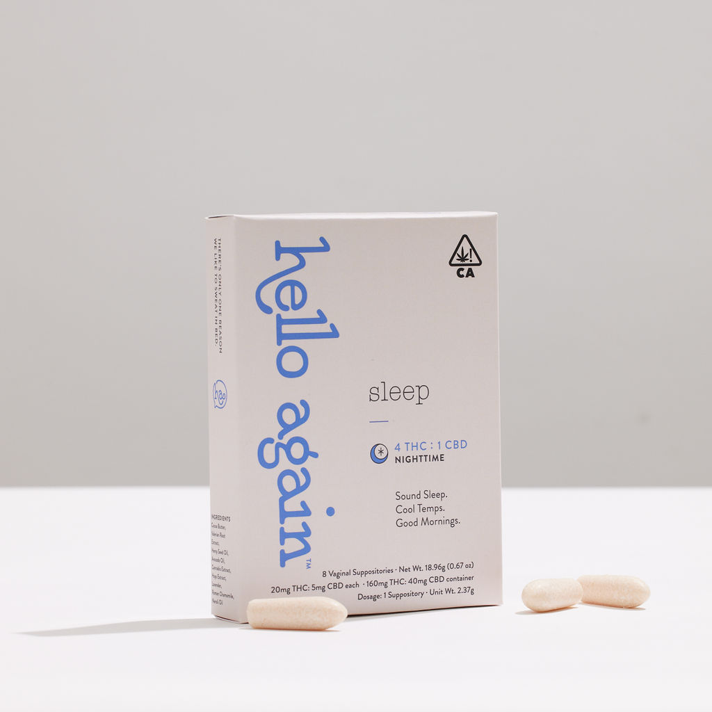 Photograph of Product: Sleep CBD 4:1 | 20mg THC 5mg CBD 8PK Suppository | Hello Again