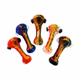 Photograph of product: 3.5" Hand Pipe Spoon with Rasta Zig Zag Lines and Color Glass Frit
