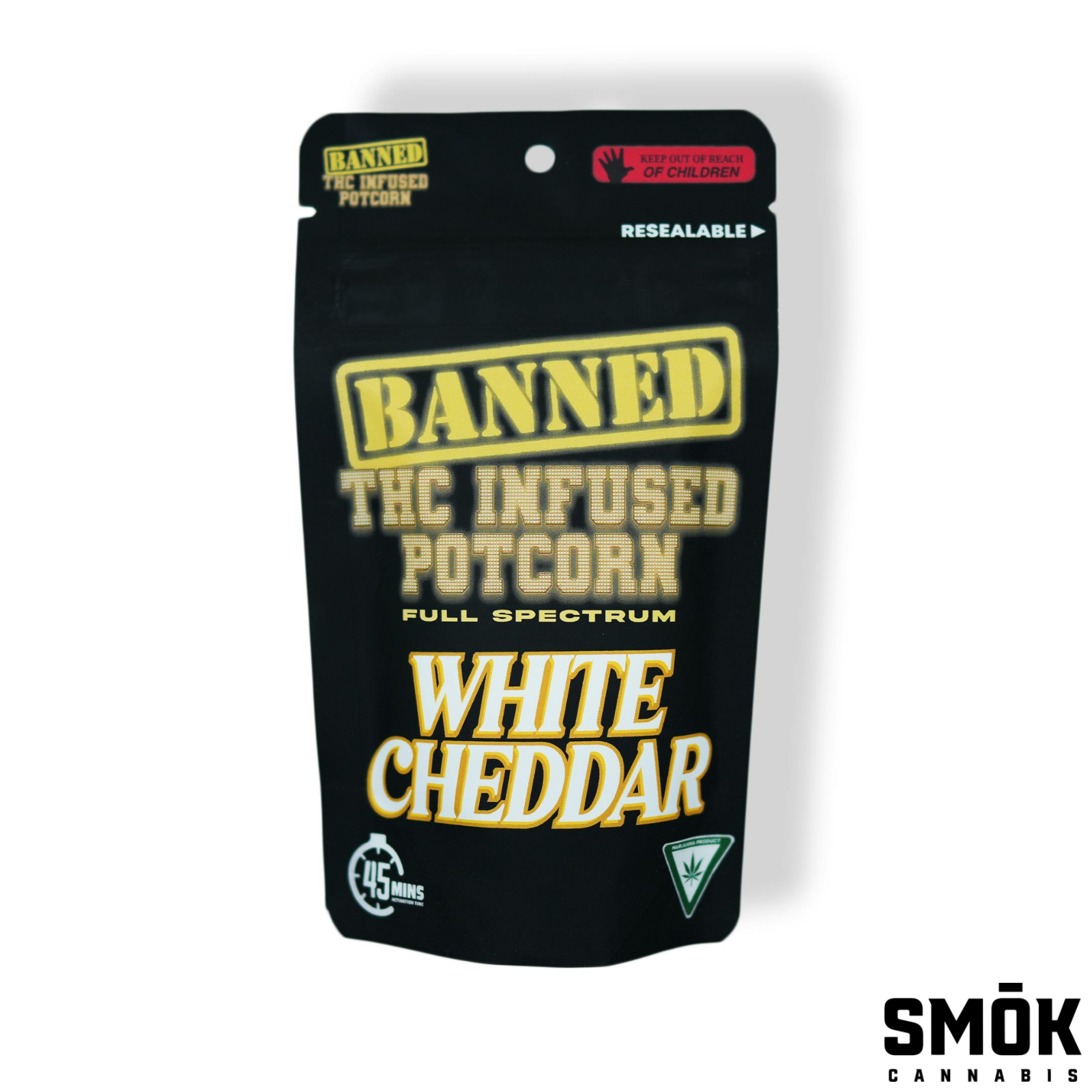 Photograph of product: Banned Potcorn White Cheddar 200mg