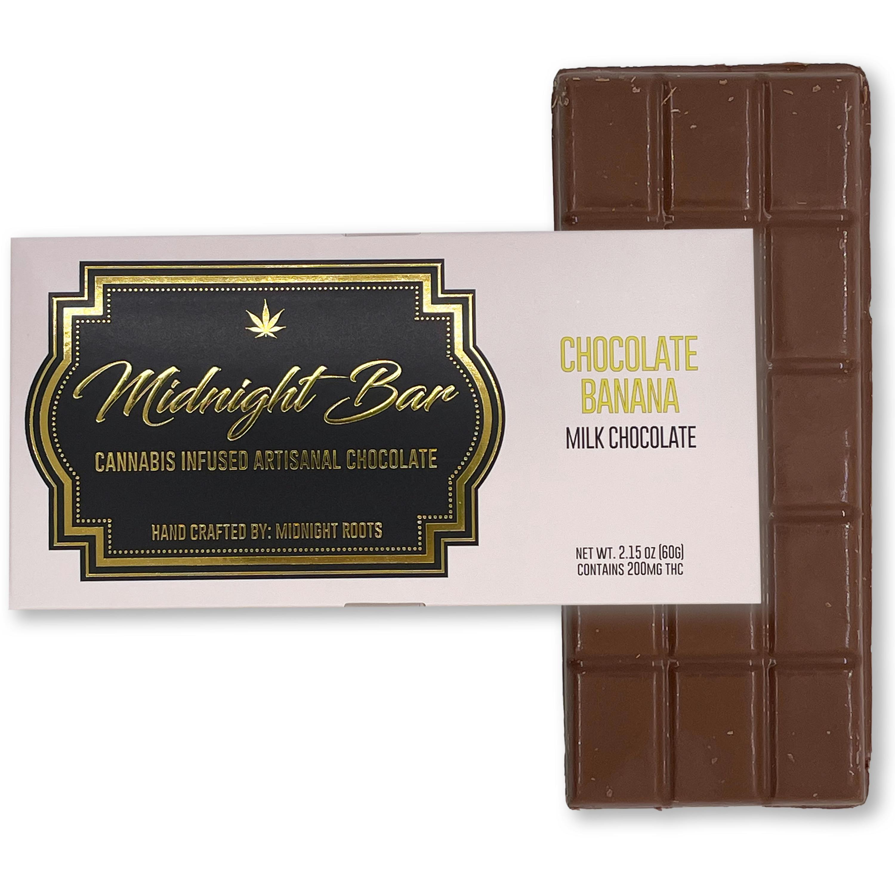 Photograph of product: Midnight Roots | Chocolate Banana 200mg Chocolate Bar