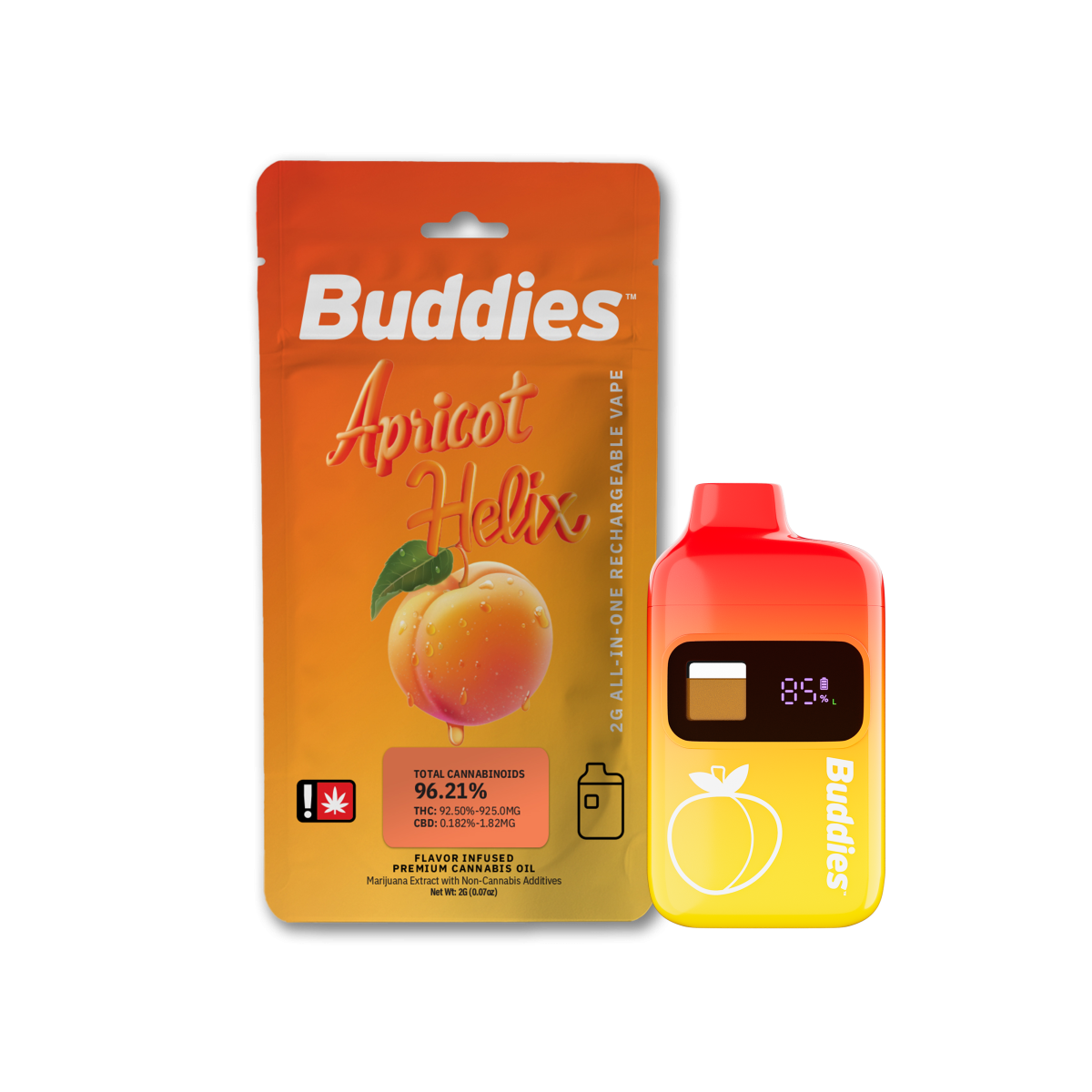 Photograph of product: Buddies Apricot Helix Infused All-In-One Vape Pen