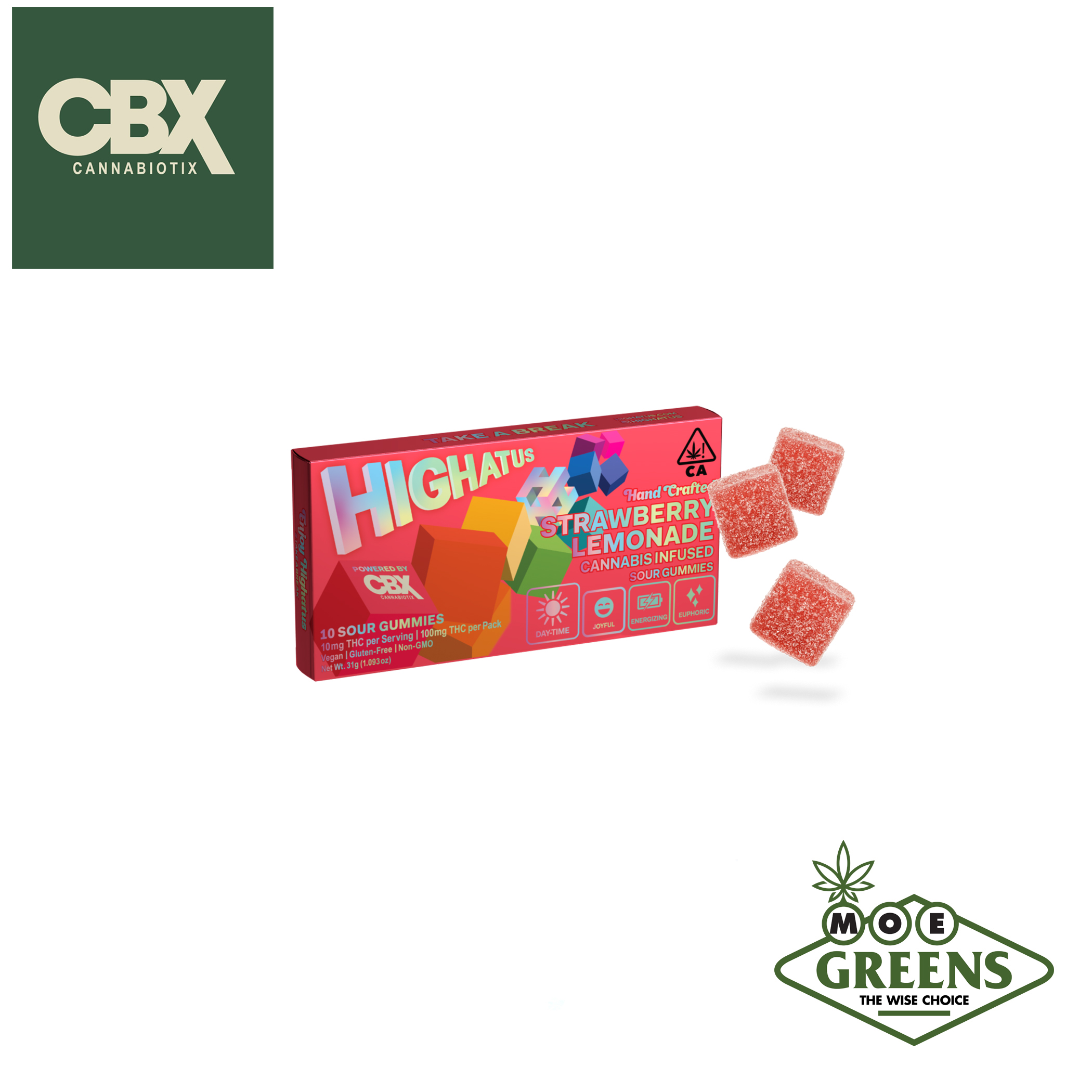 Photograph of product: STRAWBERRY LEMONADE SOUR GUMMIE HIGHATUS 10PK [VEGAN]