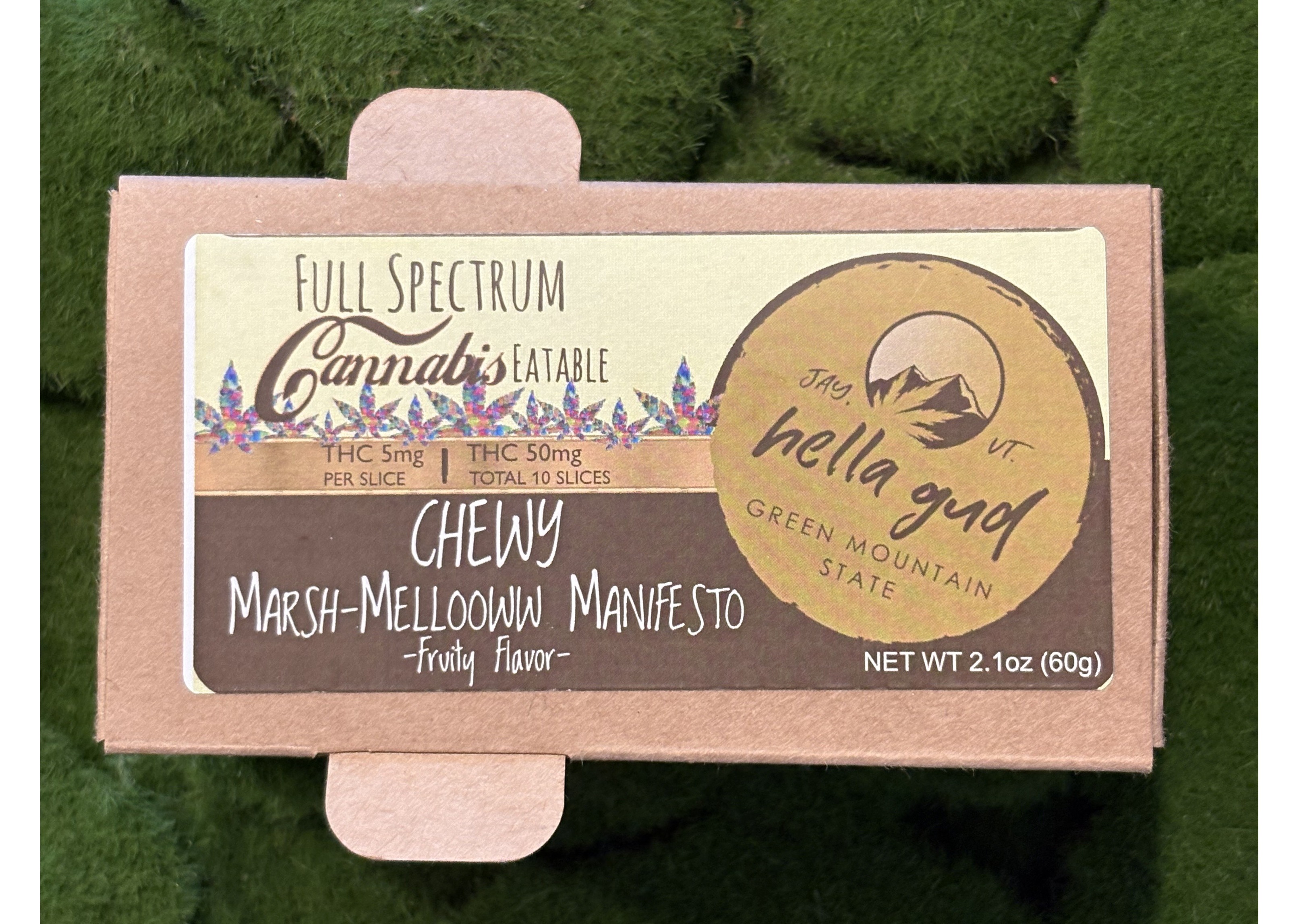 Photograph of product: 50mg Edible Pack | Chewy Fruity Marsh-Mellooww Manifesto | Hella Gud