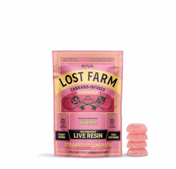 Photograph of product: LOST FARM | LIVE RESIN GUMMIES | STRAWBERRY LEMONADE X NAPA | 10PK 100MG