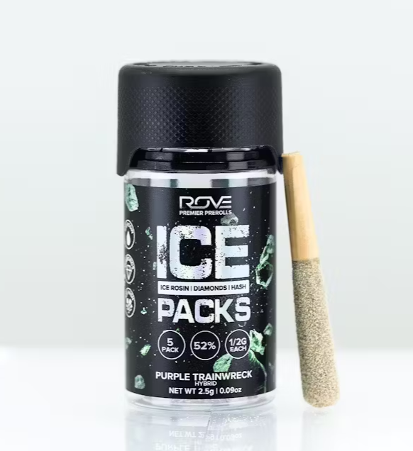 Photograph of product: Purple Trainwreck (H) - ROVE - 2.5g Infused Pre-Roll Pack (0.5gx5)